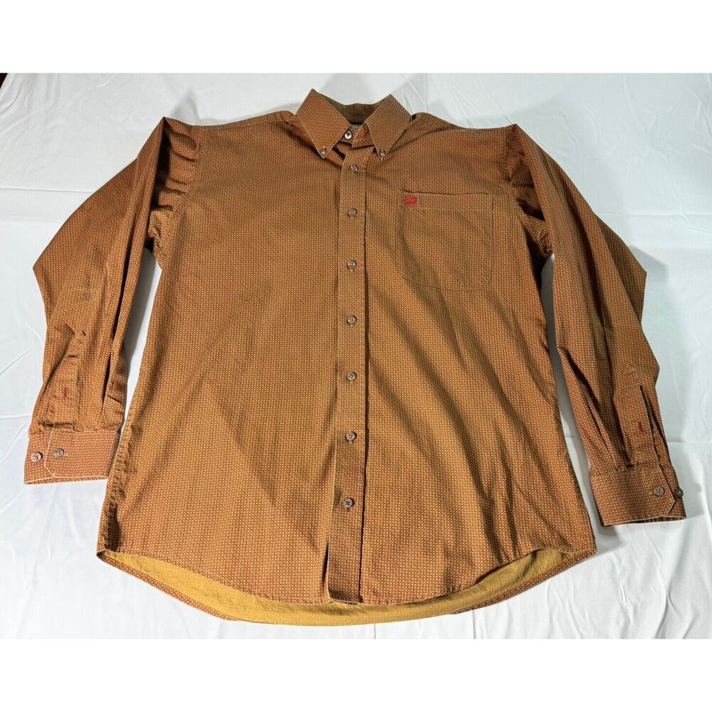 Cinch Men's Long Sleeved Brown Geo‎ Print Button Down Shirt - Size S*